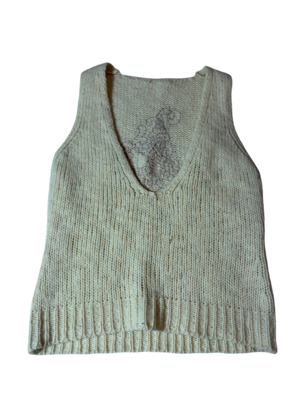 Vintage Y2K Diesel Cream Wool Knit Sweater Vest Floral Fairy Grunge 2000s
